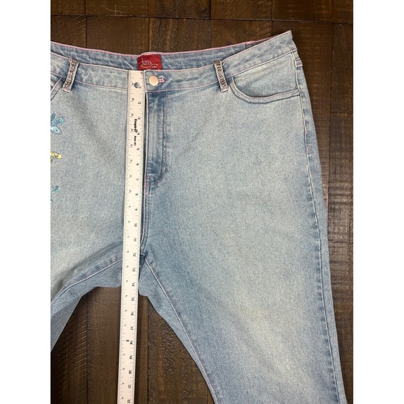 AZITA High Rise Cuffed Crop Jeans, Beading Design Embellishments, Size 20 - Picture 6 of 8